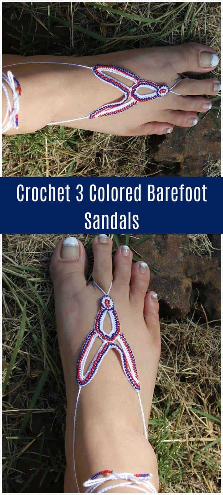 Crochet 3 Colored Barefoot Sandals